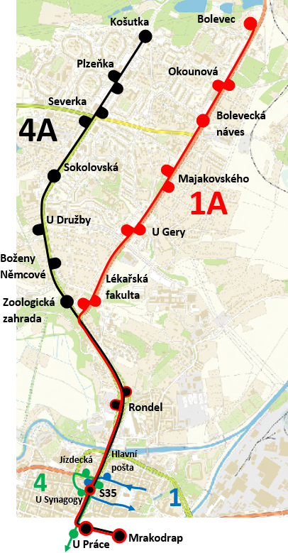 Mapka výluky. Zdroj: PMDP 250808_Mapka_Vyluka