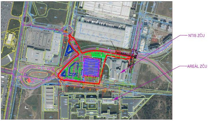 Situační výkres - širší vztahy (zdroj: Odbor správy infrastruktury Magistrátu města Plzně) 260130_Hala_Talent_Situacni_vykres_sirsi